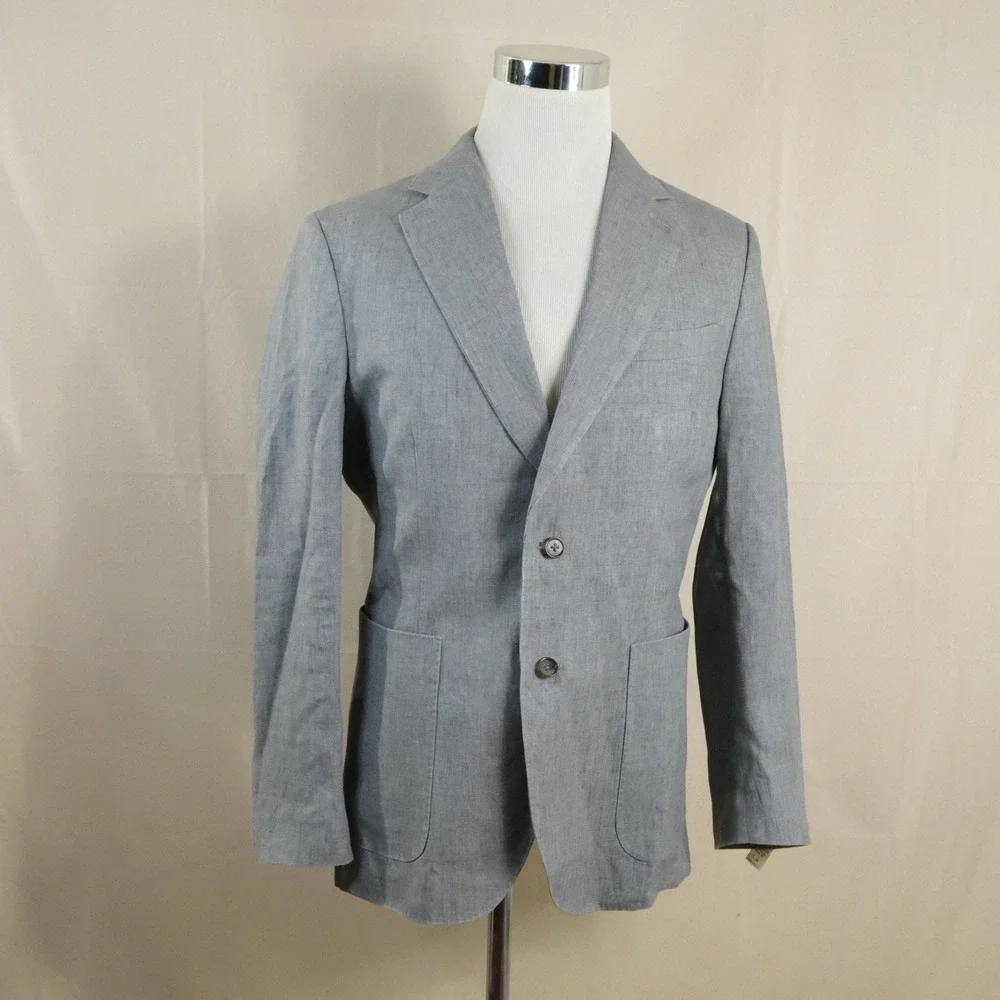 Banana Republic 40R Sport Coat Lanificio Comatex Linen Gray Two Button Vented